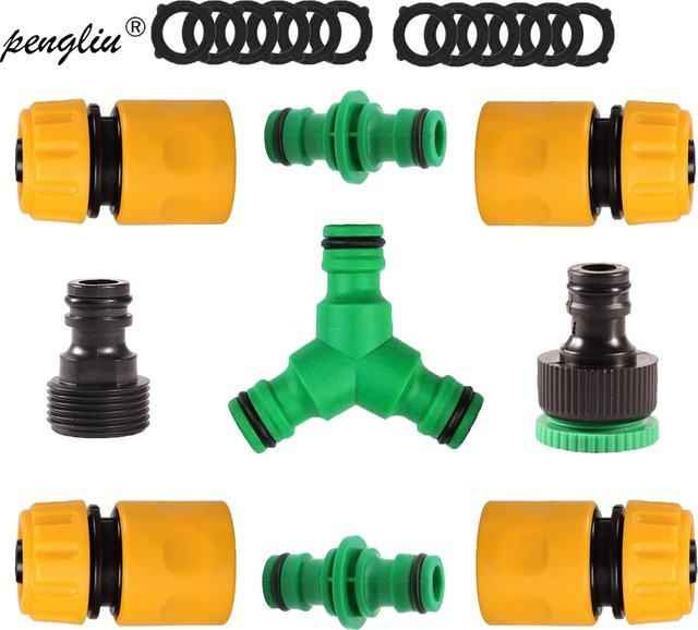Pengliu Gartenbewässerungsschlauch Adapter Set mit Y-Typ Schnellkupplung aus ABS, 1/2 Zoll, mit Innen- und Außengewinde - Bild 1