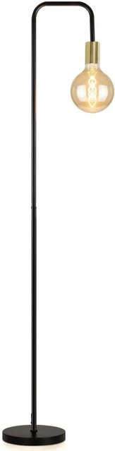 NETTLIFE Vintage-Stehlampe im Industriestil aus Metall in Schwarz-Gold mit Glaskugel und Fußschalter, Höhe: 157 cm, Breite: 40 cm, Tiefe: 40 cm - Bild 1