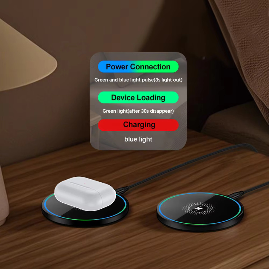 Schnelles kabelloses Ladegerät 15W Qi-zertifiziertes Ladepad in Schwarz für iPhone und AirPods - Bild 2