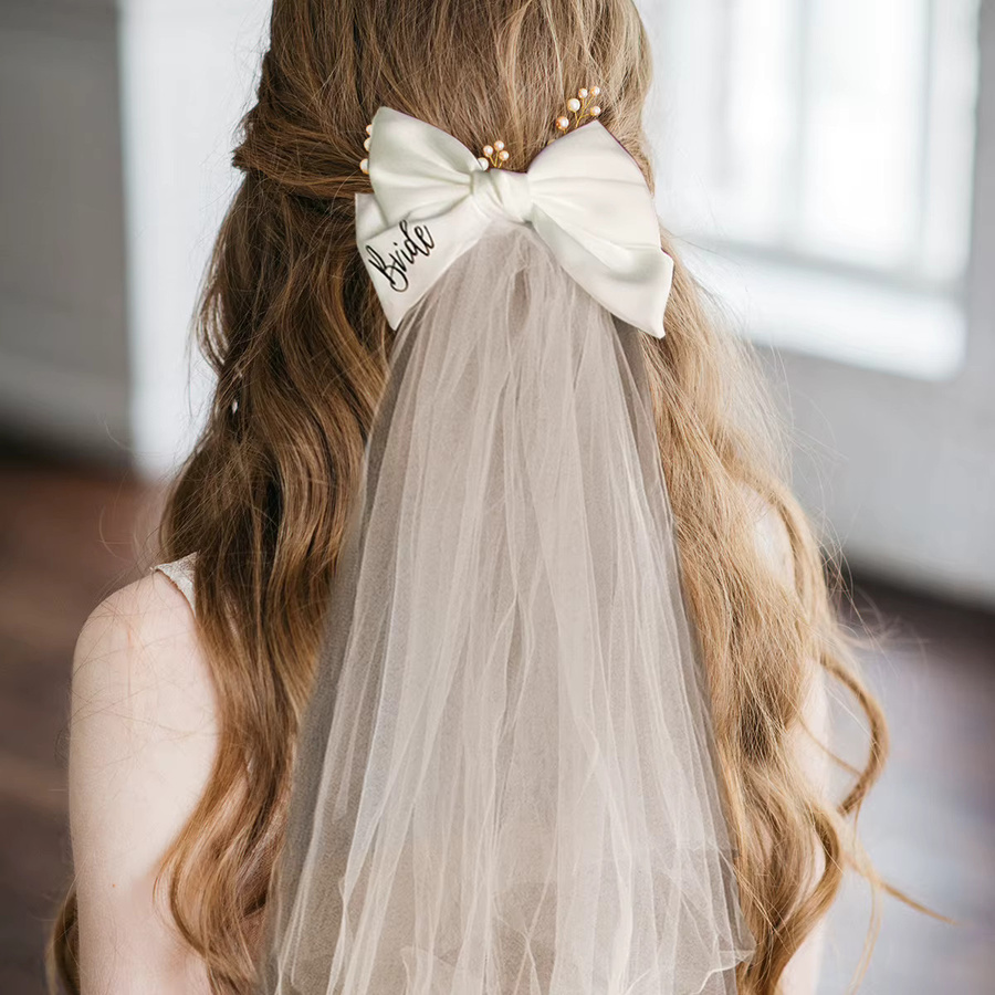 WEIGAO Haar Clip, Braut Haar Bogen Schleier, Damen - Bild 2