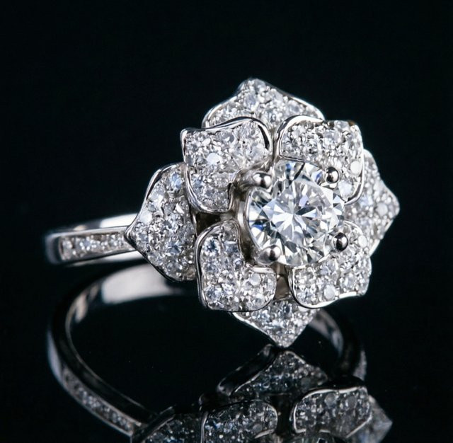 Ring Silber, Zirkonia, Damen, Kamelienblüten - Bild 1