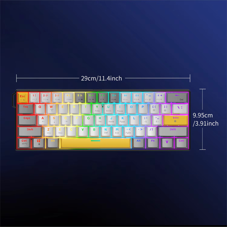 Ajazz NK61 Mechanische RGB Tastatur mit Hull-Struktur, Hot-Swappable, 61 Tasten, Schwarz-Grau - Bild 6