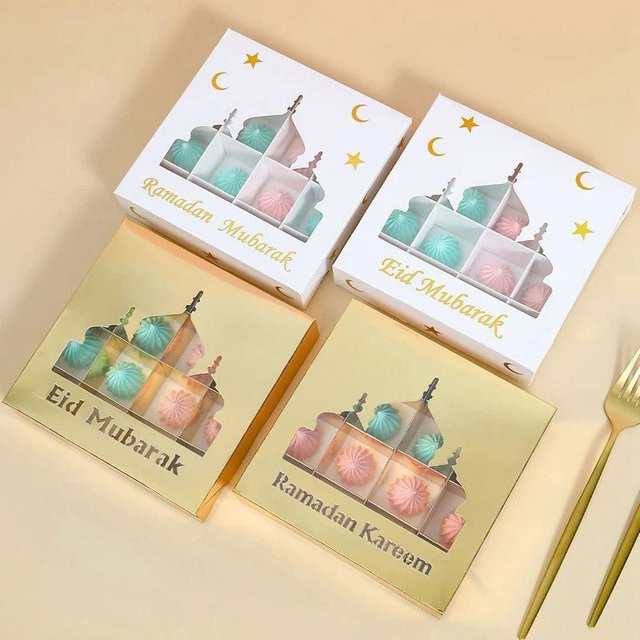Eid Mubarak Geschenkboxen für Ramadan und Eid al Adha als DIY Dekoration für Süßigkeiten und Kuchen aus Papier - Bild 1