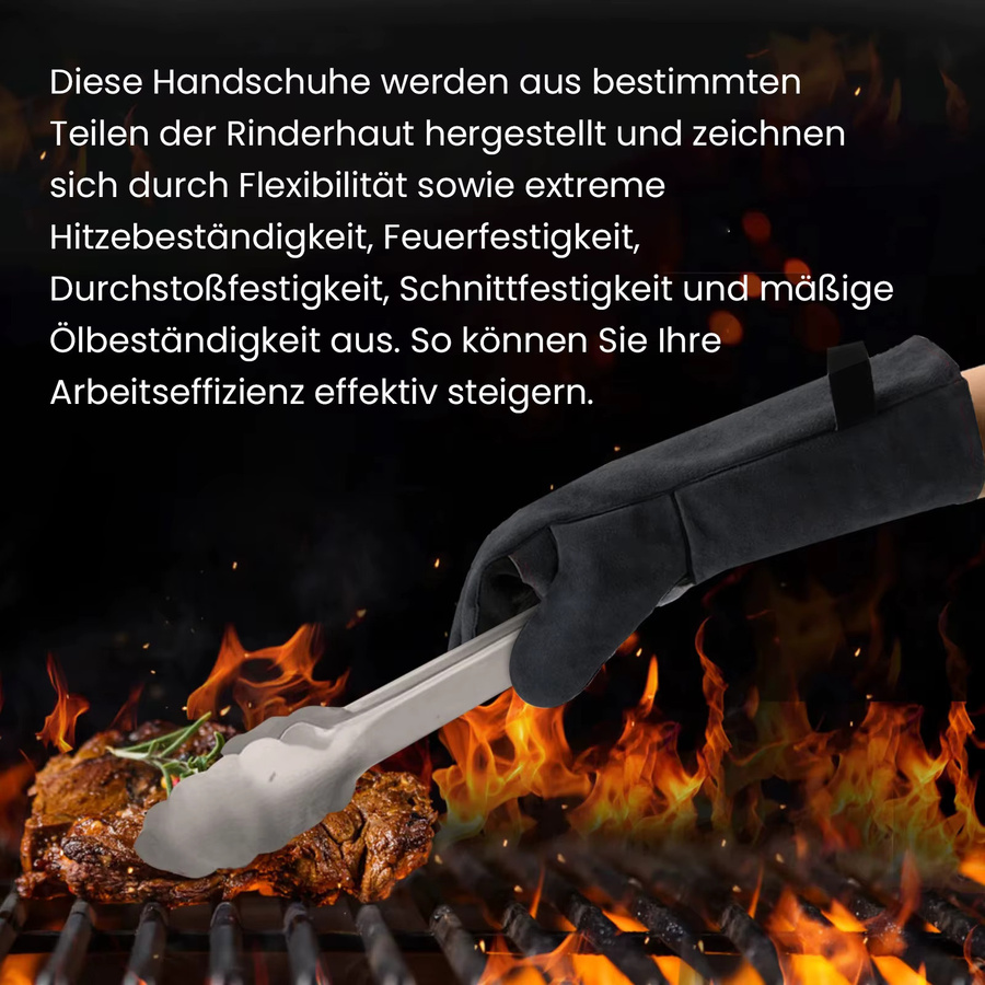 HITBOX Schweißhandschuhe Schwarz 14 Zoll Hitzebeständig für MMA TIG MIG Lichtbogenschweißen - Bild 6