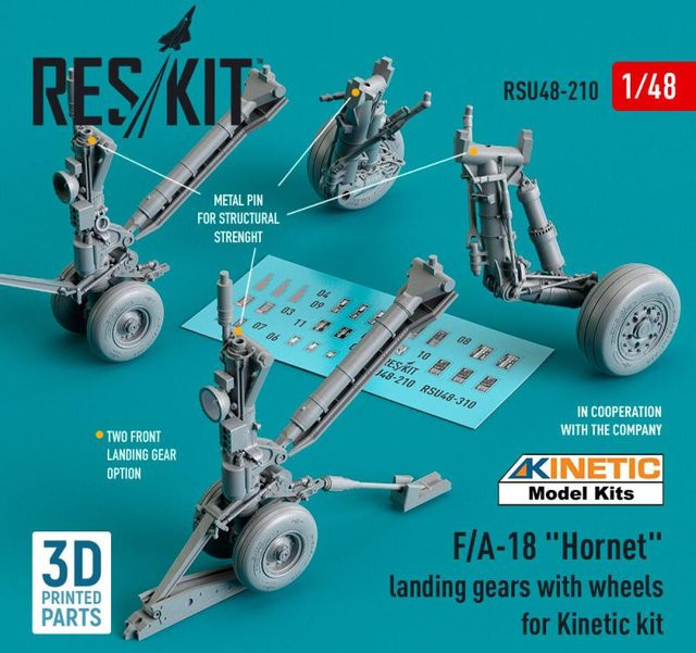 ResKit Models F/A-18 Hornet landing gear with wheels, 1:48, Kunststoff, Grau - Bild 1