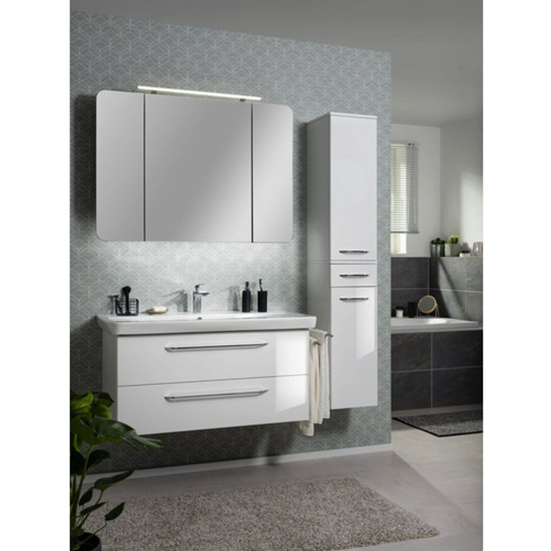 Fackelmann Spiegelschrank Milano Weiß mit LED-Beleuchtung und Softclose-Türen, B/H/T: 110 x 78 x 15,8 cm - Bild 2