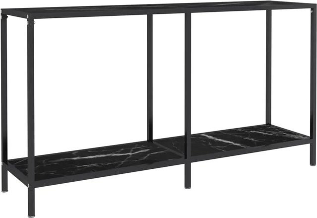 vidaXL Konsolentisch aus Hartglas und pulverbeschichtetem Stahl in Schwarz, B/T/H: 140 x 35 x 75,5 cm - Bild 1