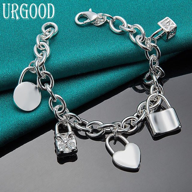 URGOOD Anhänger Armband, 925 Silber, Schwarz, 20cm, Unisex - Bild 1