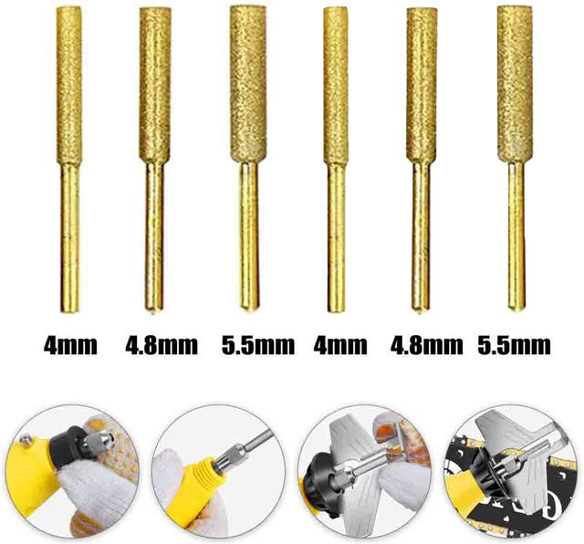 Vibratite 6er-Set Schleifzylinder mit Emery-Beschichtung für elektrische Handgrinder, Durchmesser: 4 bis 5,5 mm - Bild 1