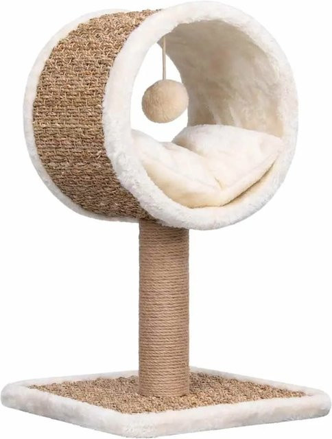 vidaXL Katzen-Kratzbaum mit Tunnel und integriertem Spielzeug aus Seegras in Beige, Höhe: 56 cm, Breite: 34 cm, Tiefe: 34 cm - Bild 1