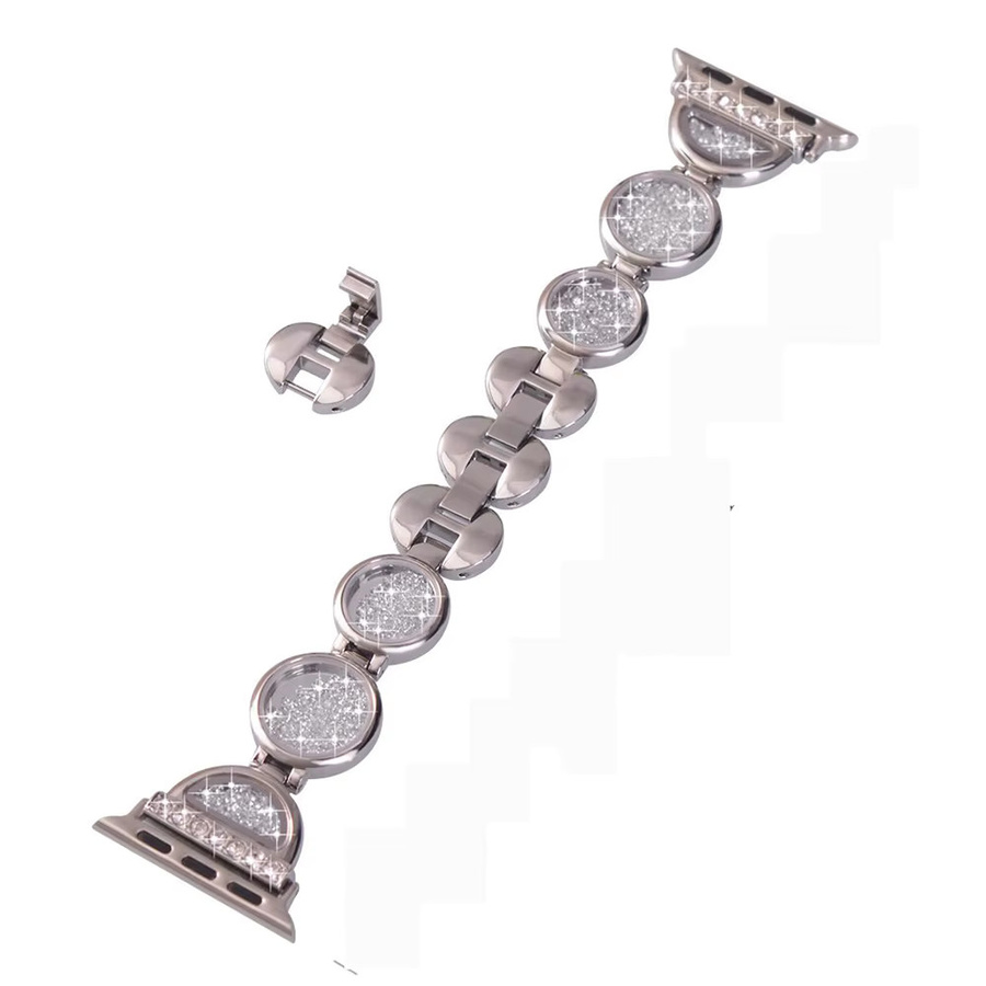 Uhrenarmband Edelstahl, Silber, Diamant, Kristall, Unisex - Bild 1