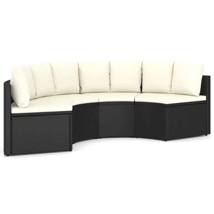 vidaXL 4-teilige Garten-Sofagarnitur aus Poly Rattan in Schwarz mit Sitzkissen und Rückenkissen - Bild 2