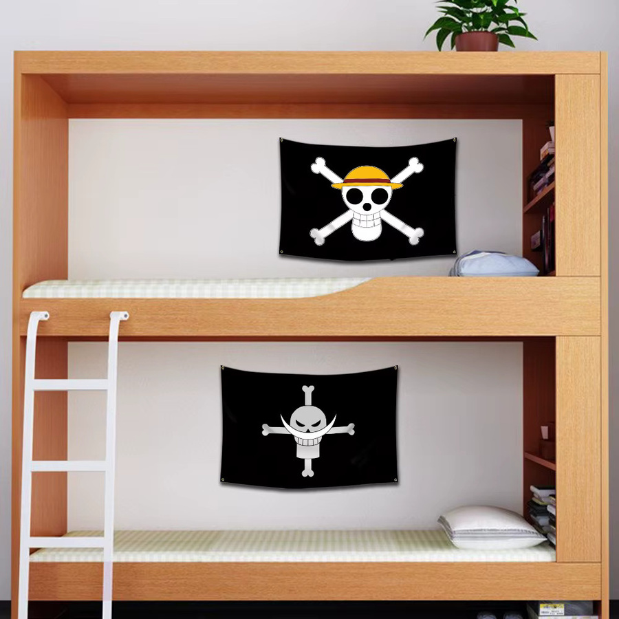Bandai One Piece Anime Jolly Roger Wanddekor Banner Piraten Totenkopf Flagge in Schwarz - Bild 3