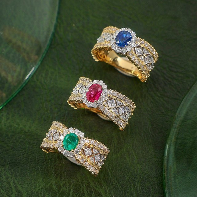 Huitan Ringset Damen, Gold, Zirkonia - Bild 1