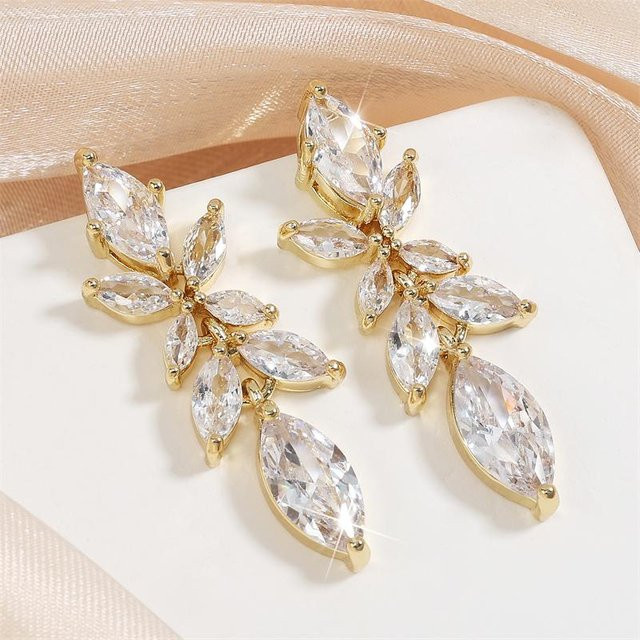 Lucky Star Jewelry Hängeohrringe, Messing, Gold, Zirkonia, Damen - Bild 1