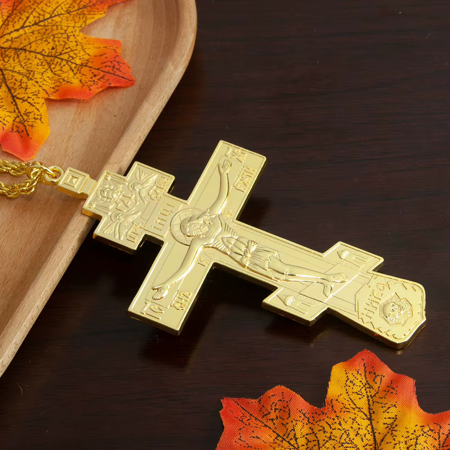 HTISOK Anhänger Brustkreuz, Messing, Gold, Unisex - Bild 2
