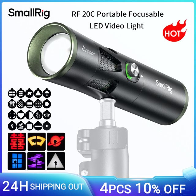 SmallRig RF 20C Tragbare RGB LED Videoleuchte in Schwarz mit 5-Farben-LEDs, 20 Lichtfilter-Mustern und 20W USB-C PD Schnellladefunktion - Bild 1