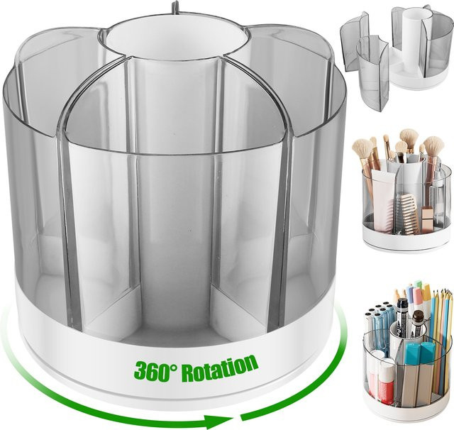 Rotierender Bleistift-Organizer in Weiß mit 6 Fächern und großem Fassungsvermögen für deinen Schreibtisch - Bild 1