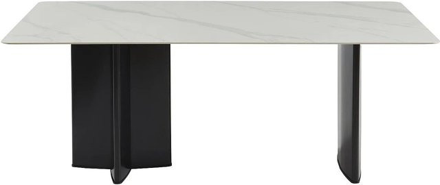 Vente-unique Esstisch Sinan in Schwarz-Weiß mit Marmor-Optik aus Keramik und MDF, Breite: 200 cm - Bild 1