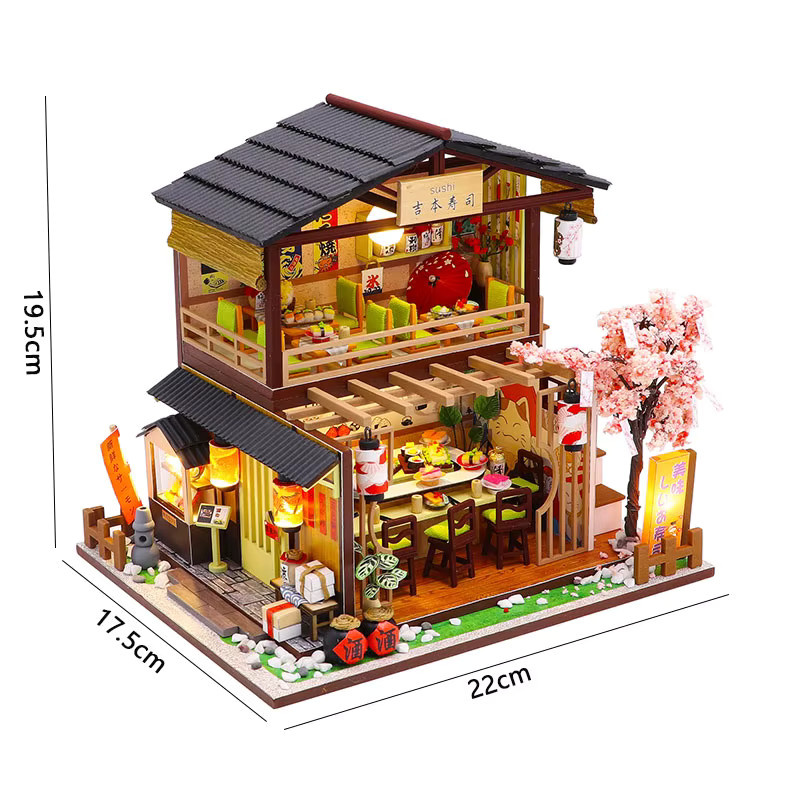 zuuton DIY Holz-Miniatur-Puppenhaus, Modellbausatz, 3D-Puzzle, mit Möbeln und Beleuchtung - Bild 5