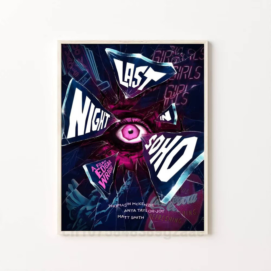 Letzte Nacht in Soho Filmplakat als wasserdichter Wandkunstaufkleber in Multicolor, Retro-Design, B/H: 15 x 15 cm - Bild 7