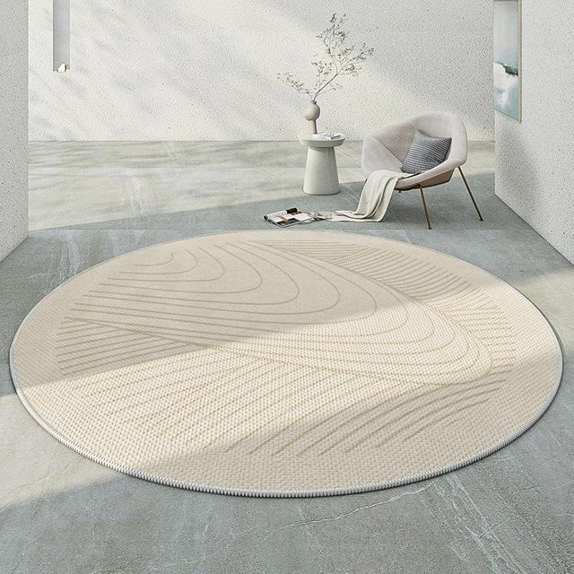 Wucifang Jewelry Japanischer runder Teppich mit Streifenmuster, beige, Durchmesser: 80 cm - Bild 1