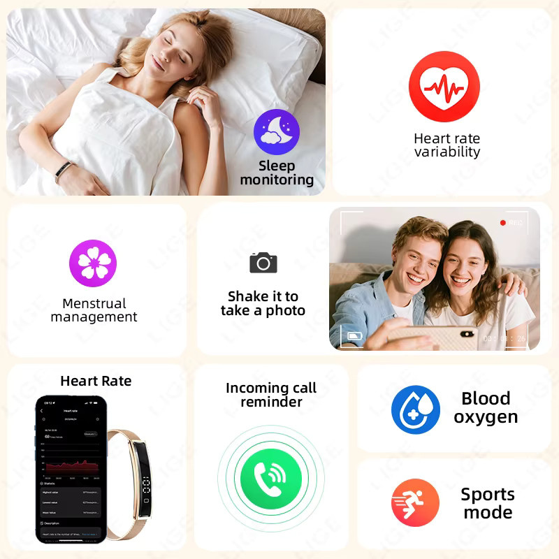LIGE Smart Armband Unisex in Grau mit Herzfrequenzmessung, Schlafmonitor und Schrittzähler, wasserdicht, kompatibel mit Android und iOS - Bild 2