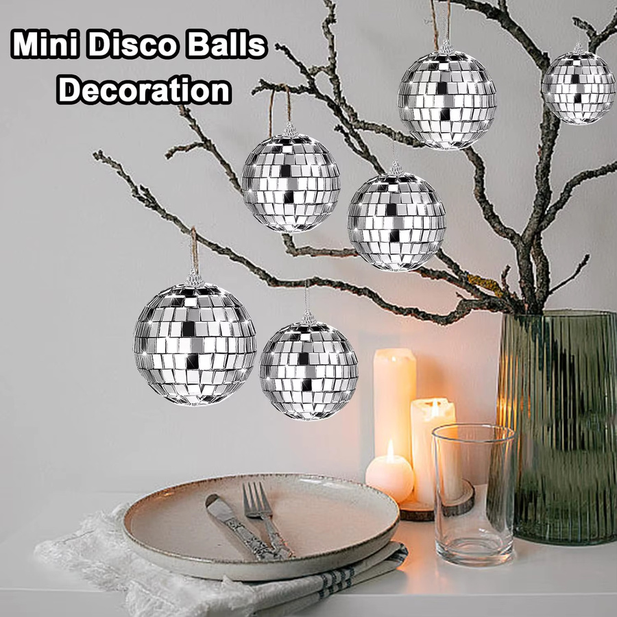 EsenTroye Disco-Spiegelkugel aus Glas in Silber zum Aufhängen für Party, Hochzeit und Dekoration - Bild 6