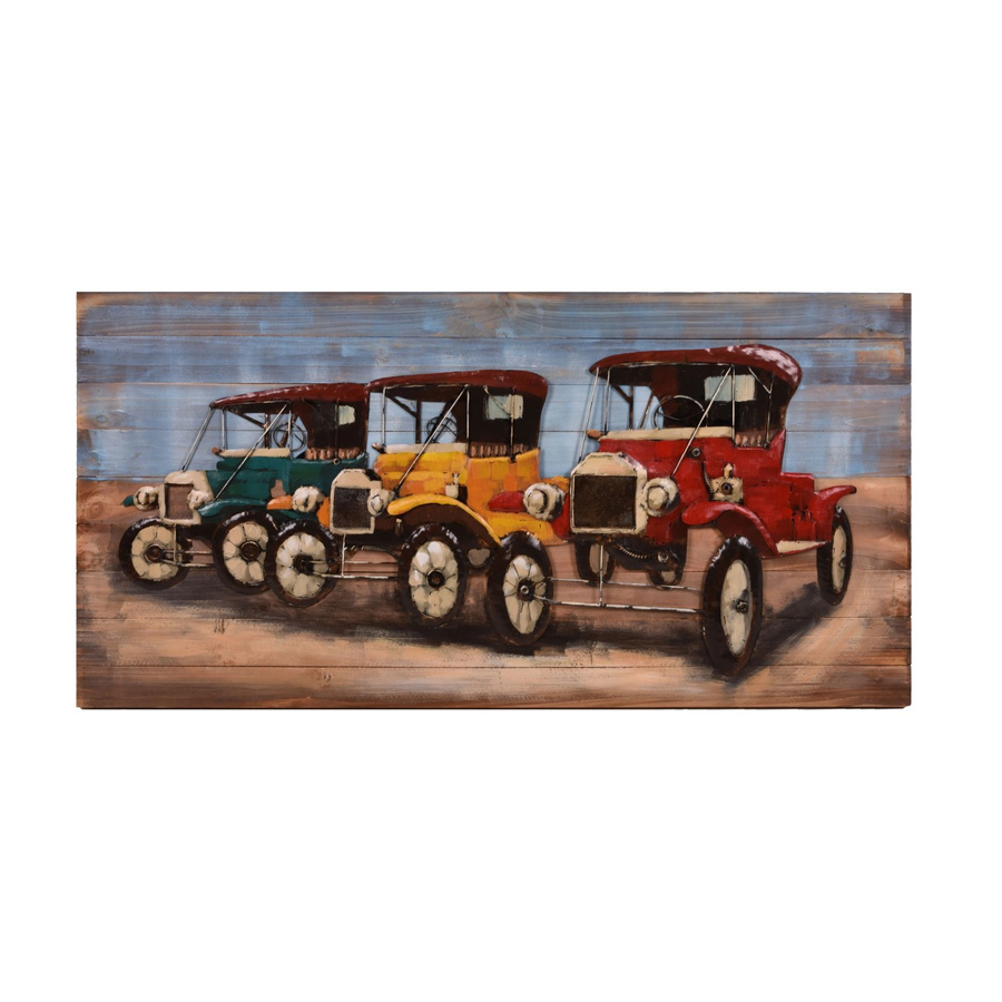 DELUKE 3D-Metallbild Oldtimer in Bunt aus Stahl, Wandbild für Wohnzimmer und Büro, Höhe: 140 cm, Breite: 70 cm, Tiefe: 5 cm - Bild 2