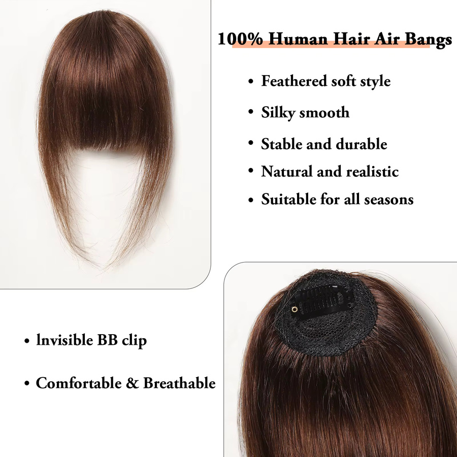 HAIRCUBE Pony Clip-in-Haarteilverlängerung, 100 % Echthaar, Dunkelbraun, Damen - Bild 3