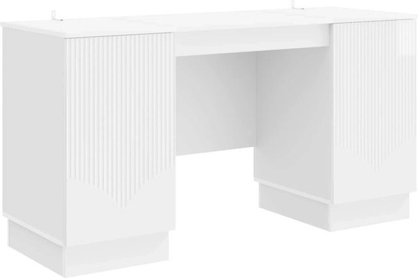 vidaXL Schreibtisch in modernem Design aus Holzwerkstoff, Hochglanz Weiß, B/T/H: 142,5 x 50 x 75 cm