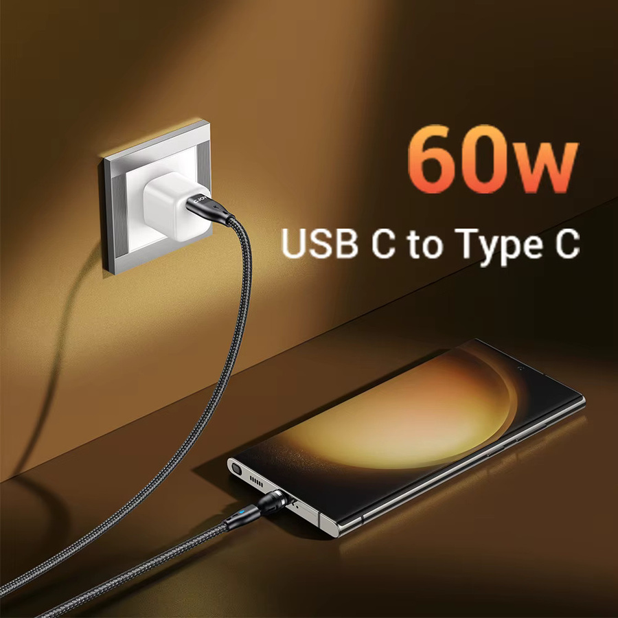 AUFU 540 Drehbares Magnetkabel 60 W Schnellladekabel mit USB-C und Micro-USB in Schwarz - Bild 5