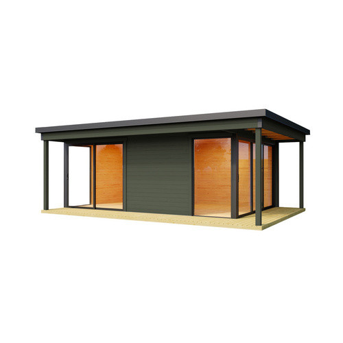 Lasita Maja Domeo Gartenhaus mit Loggia, grüngrau, B/H/T: 608,4 x 239,4 x 418,9 cm - Bild 3