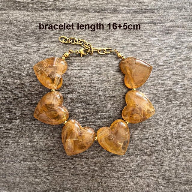 Halskette Choker, Acrylperlen, Edelstahl PVD, Damen, Weiß Beige Rot Brown - Bild 1