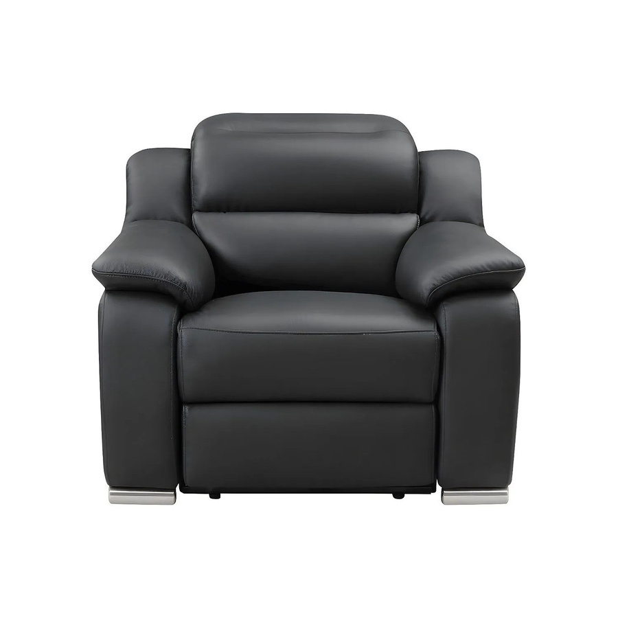 Vente-unique Relaxsessel Arena in Schwarz aus Leder mit Armlehnen, Breite: 100 cm - Bild 2