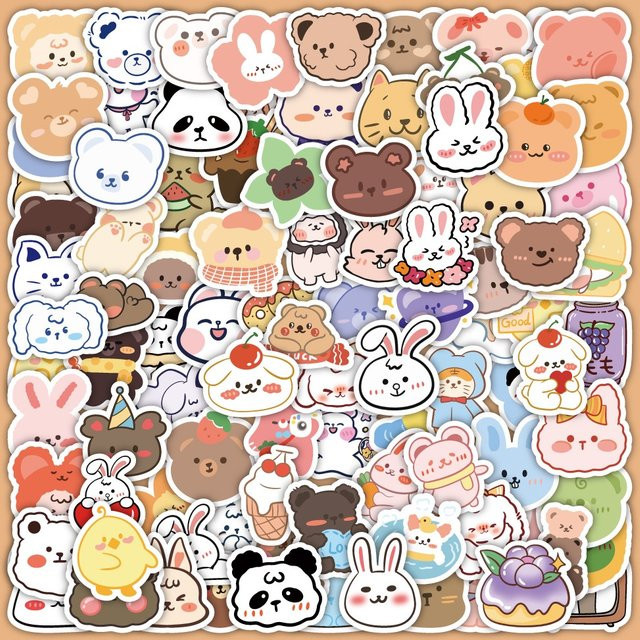 100 Stück wasserfeste Bären-Aufkleber aus Vinyl in Multicolour für Laptop und Wasserflaschen von BulingBulingStickers Store - Bild 1