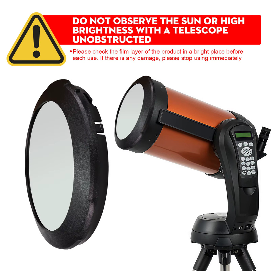 Datyson Solarfolien-Objektivabdeckung mit 225 mm Blende für Celestron CPC 800 und NexStar 8SE 8 Zoll in Schwarz zur Beobachtung von Sonnenflecken mit dem Teleskop - Bild 3