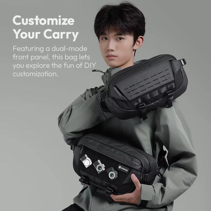 Ulanzi AB02 TAI Outdoor Sling Bag Body-Cross Bag Brusttasche und Reisetasche für Smartphone und spiegellose Kamera, 9l, Schwarz oder Grau - Bild 2
