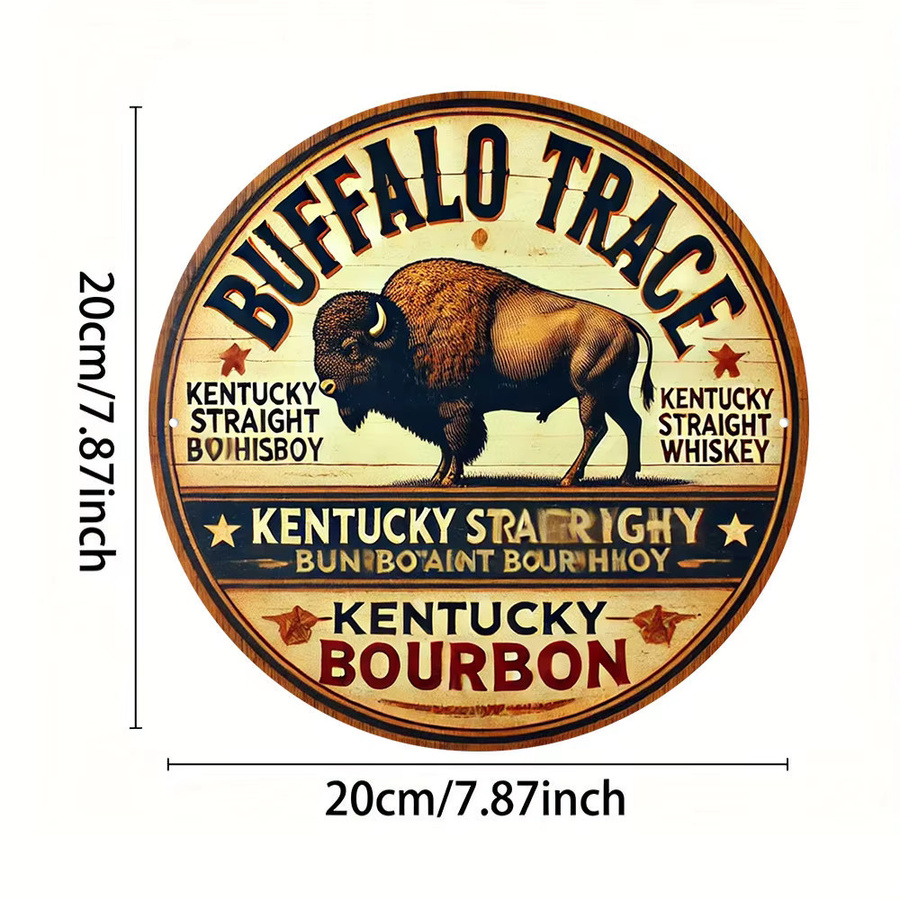 Potdemiel Vintage Buffalo Trace Metallschild Rund, Durchmesser: 20,32 cm, Wanddekoration Aluminium in Braun und Mehrfarbig - Bild 3