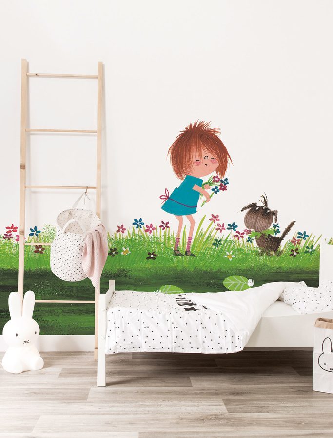 KEK Amsterdam Mural Picking Flowers Wandbild Floral Vintage Multicolor Breite: 2,922 m - Bild 1
