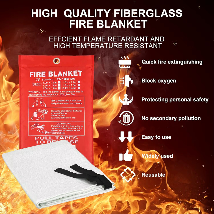 Sanke Rescue Flammhemmende Feuerlöschdecke aus Fiberglas für den Notfall - Bild 2