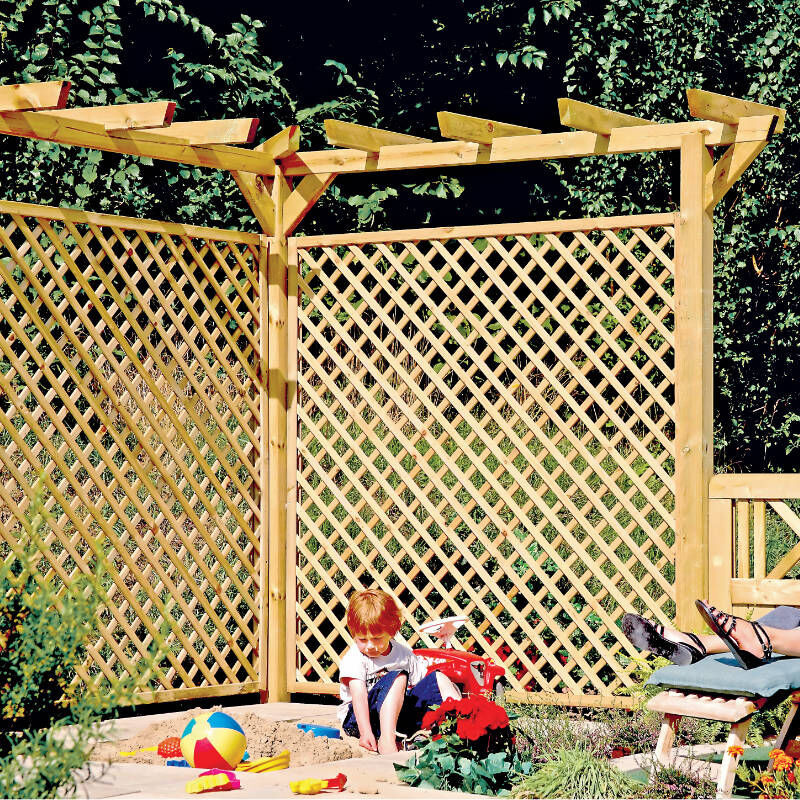 T&J Pergola aus Holz in Grün und Braun, freistehend, Giebelform, Höhe: 240 cm - Bild 1