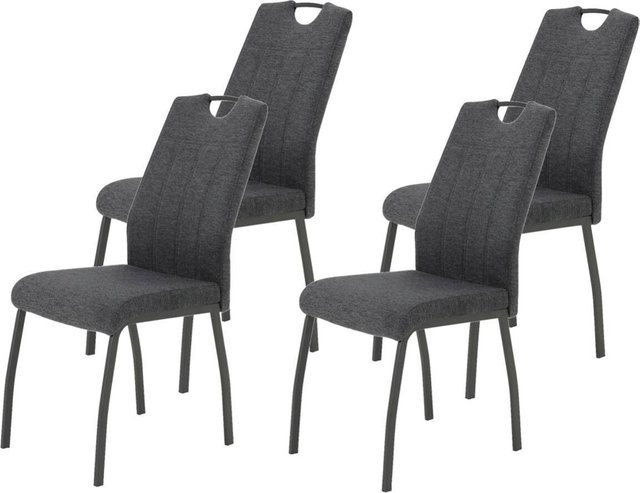 4er Set Stühle Hela in Anthrazit Grau aus Mikrofaser und Metall, B/H/T: 44 x 96 x 64 cm - Bild 1