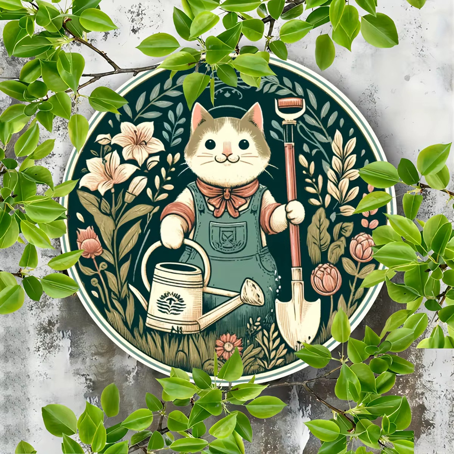 Potdemiel Rundes Aluminium-Wandkunstschild im Vintage-Stil mit floraler Illustration, Mehrfarbig, Durchmesser: 20,3 cm - Bild 4