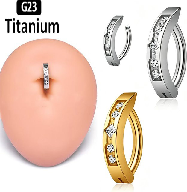 pioroe Bauchnabelpiercing Ring, Titan, Zirkonia, Unisex - Bild 1