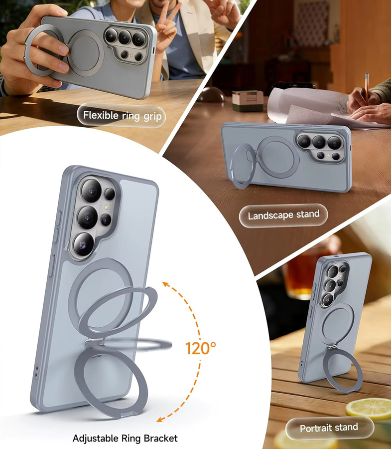 Samsung Galaxy S26 Ultra Hülle mit magnetischem unsichtbarem Ständer und MagSafe-Schutz, stoßfest, schlank, matt und transluzent, transparent oder orange - Bild 2