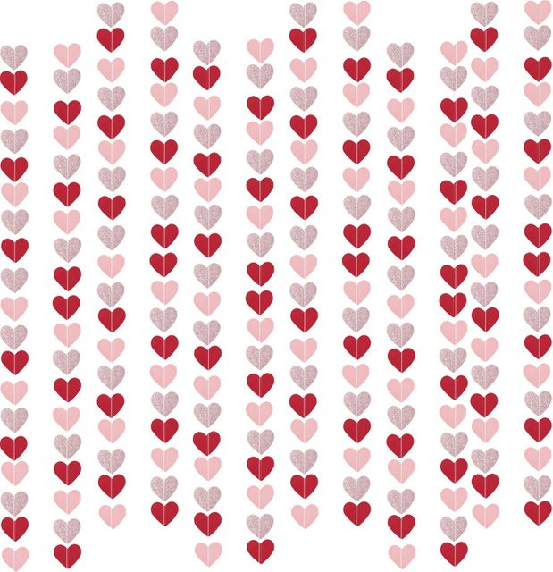WEIGAO Herz-Girlande aus Papier in Rot und Rosa für Valentinstag und Hochzeit, 4 m Wandbehang - Bild 1
