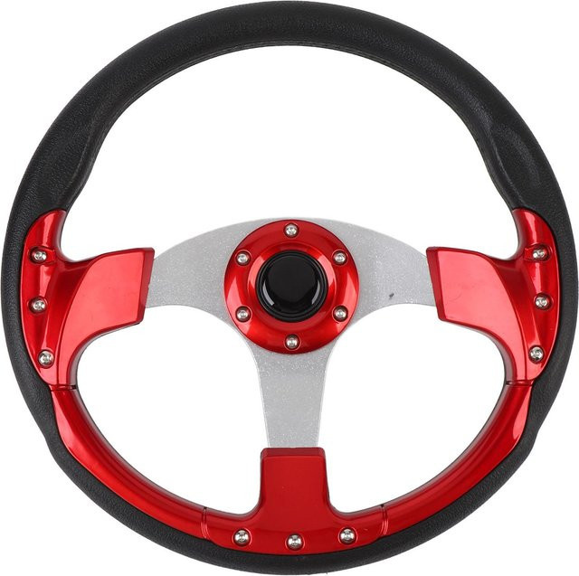 Igeteck Universal Lenkrad im Racing-Stil mit Hupenknopf aus Aluminium und PU, 14 Zoll, Rot - Bild 1