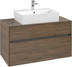 V&B Waschtischunterschrank Collaro in Arizona Oak mit mittigem Waschtisch, B/T/H: 100 x 54,8 x 54,8 cm - Bild 1
