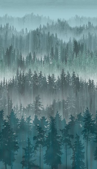 Livingwalls Fototapete Bäume in Grau, Blau und Petrolblau, B/H: 280 x 159 cm - Bild 1
